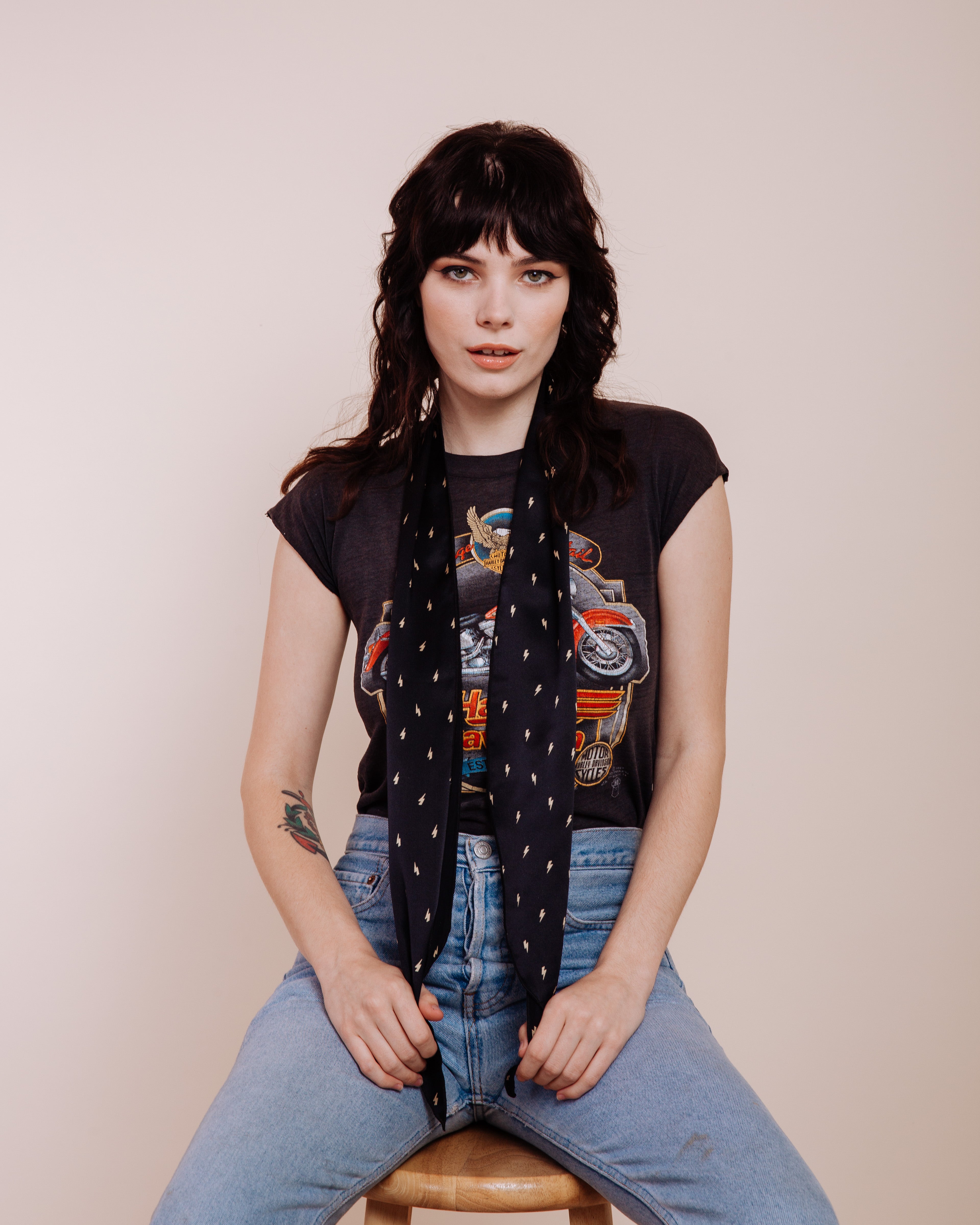 The Thunders: Black - Skinny Scarf